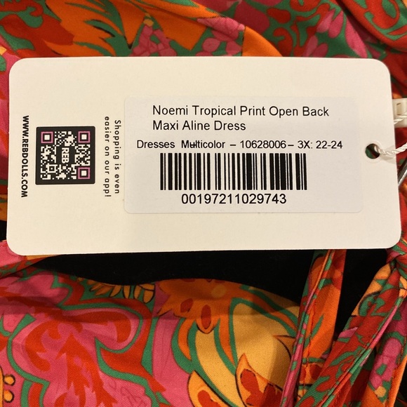 Rebdolls Noemi Tropical Print Open Back Maxi Aline Dress - Picture 4 of 4